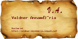 Valdner Annamária névjegykártya